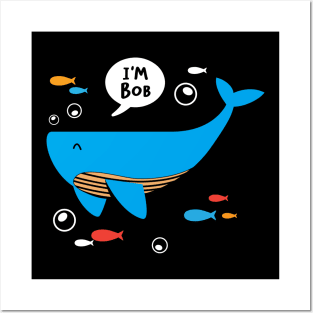 Funny Friendly Blue Whale Bob Posters and Art